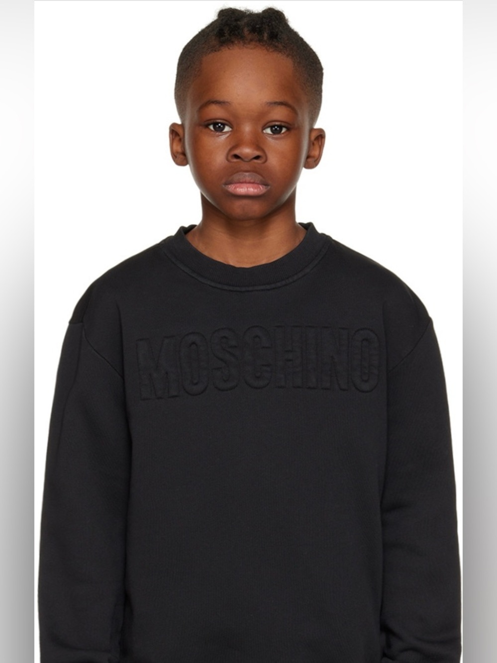 Moschino Kids Black Sweatshirt Embossed Logo Crewneck Size 10Y Designer